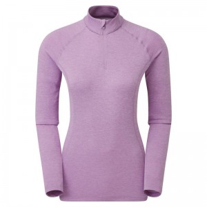 Montane Dart Zip Neck T-shirt Dam Grå Lila | HAA4521JY