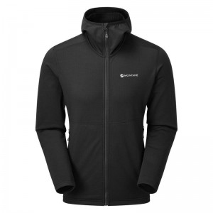 Montane Protium Hooded Fleecejackor Herr Svarta | KQK3321ZO